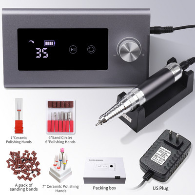 Nagų gręžtuvas Profesionalios tekinimo staklės, skirtos manikiūrui, elektrinis nagų šlifuoklis nagų poliravimo pjoviklis, 35 000 aps./min. gelio variklis
