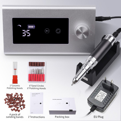 Nagų gręžtuvas Profesionalios tekinimo staklės, skirtos manikiūrui, elektrinis nagų šlifuoklis nagų poliravimo pjoviklis, 35 000 aps./min. gelio variklis