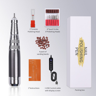 Nagų gręžtuvas Profesionalios tekinimo staklės, skirtos manikiūrui, elektrinis nagų šlifuoklis nagų poliravimo pjoviklis, 35 000 aps./min. gelio variklis