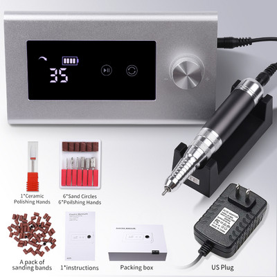 Nagų gręžtuvas Profesionalios tekinimo staklės, skirtos manikiūrui, elektrinis nagų šlifuoklis nagų poliravimo pjoviklis, 35 000 aps./min. gelio variklis