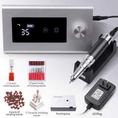 Nagų gręžtuvas Profesionalios tekinimo staklės, skirtos manikiūrui, elektrinis nagų šlifuoklis nagų poliravimo pjoviklis, 35 000 aps./min. gelio variklis