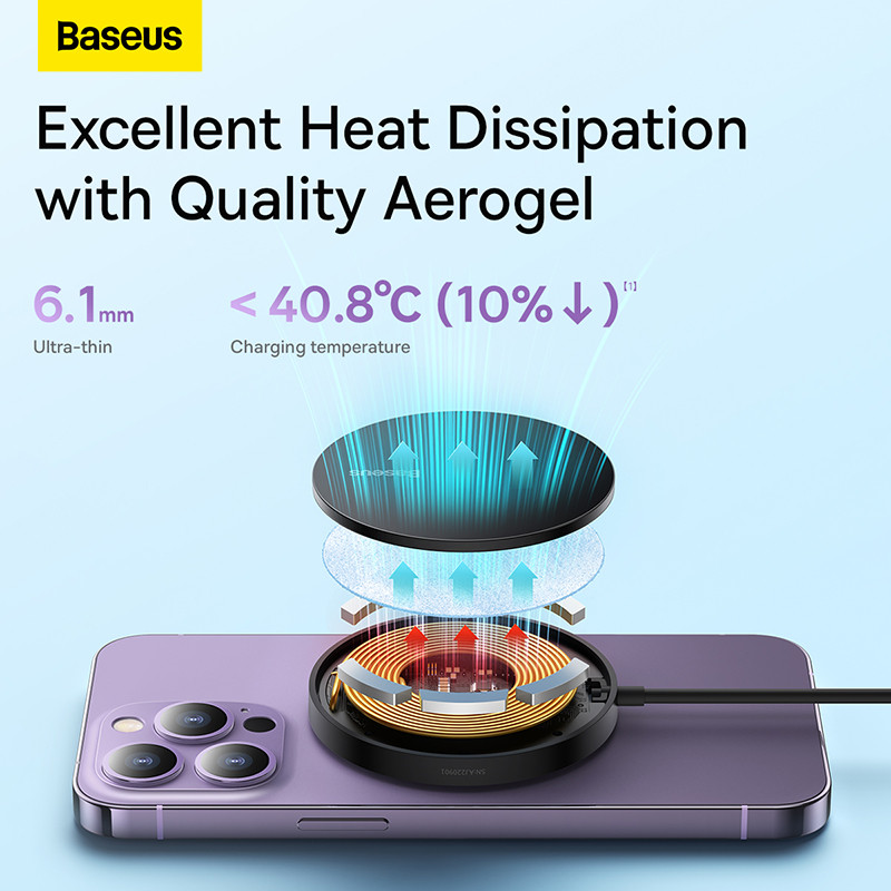 „Baseus Simple Mini3“ magnetinio belaidžio įkroviklio padėklas, skirtas „iPhone 14 13 12 Pro Max“ „Samsung Xiaomi Huawei Phone Qi 15W“ greitiesiems įkrovikliams