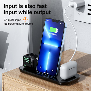 Βάση ασύρματης φόρτισης 3 σε 1 για iPhone 11 12 13 Pro Max Apple Watch Electromagnetic Induction Lightning Charging Qi Phone Stand