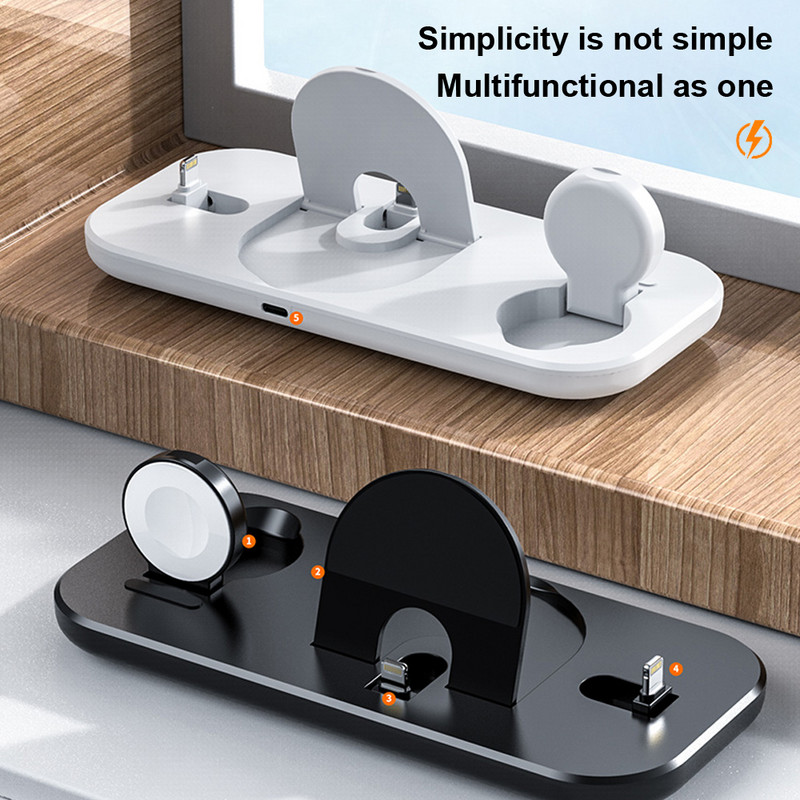 3 viename belaidžio įkroviklio bazė, skirta iPhone 11 12 13 Pro Max Apple Watch elektromagnetinio indukcinio žaibo įkrovimo Qi telefono stovas