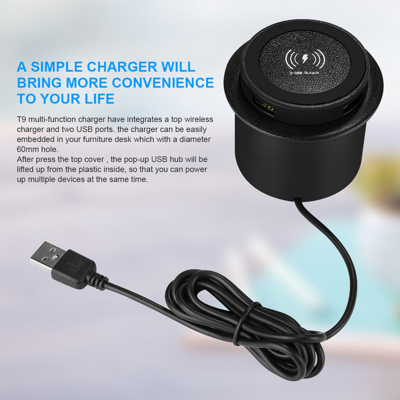 Greitas belaidis įkroviklis Stalinis integruotas QI įkrovimas 10 W stalo kilimėlis, universalus, skirtas Samsung Apple iPhone bevieliui įtaisytu QI įkrovikliu