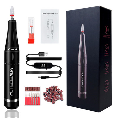 35000 RPM nagų gręžimo mašina, įkraunama nešiojama elektrinė nagų poliravimo mašina su frezavimo pjaustytuvu nagų manikiūrui