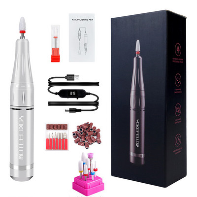 35000 RPM nagų gręžimo mašina, įkraunama nešiojama elektrinė nagų poliravimo mašina su frezavimo pjaustytuvu nagų manikiūrui