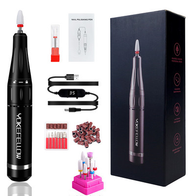 35000 RPM nagų gręžimo mašina, įkraunama nešiojama elektrinė nagų poliravimo mašina su frezavimo pjaustytuvu nagų manikiūrui