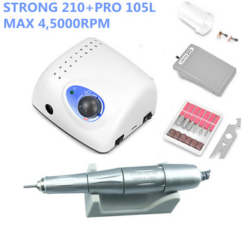 45 K New Arrival STRONG 210 Plus PRO 105 105L Handpiece 65W 45000rpm Τρυπάνια νυχιών Μηχανή μανικιούρ πεντικιούρ Ηλεκτρικά μπιτ λίμας