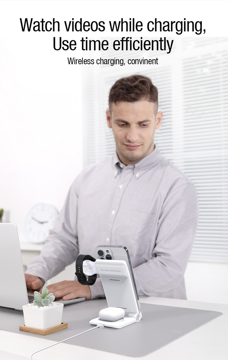 NILLKIN 3 viename magnetinis belaidžio įkroviklio stovas, skirtas iphone13 /14 pro max, skirtas Airpods Pro belaidis įkroviklis, skirtas Apple Watch Ultra