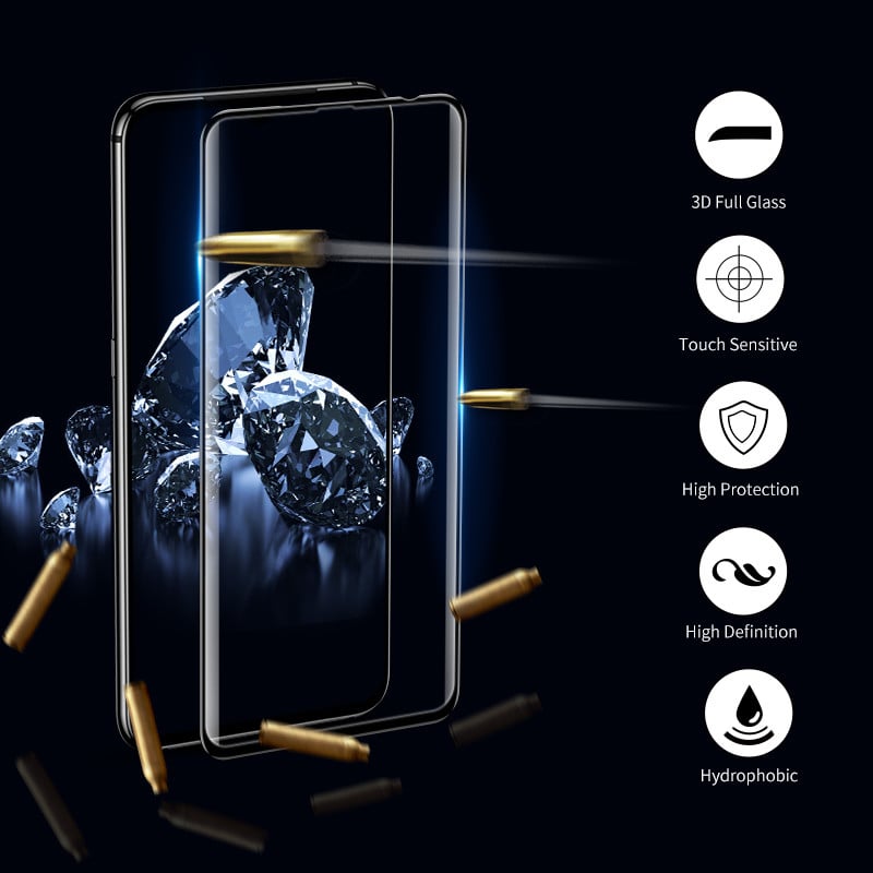 „SmartDevil Diamond“ grūdintas stiklas, lenktas, skirtas „Xiaomi Mi 9 / Mi 8 / 8 SE / 8 Pro“ ekrano apsaugai HD Naršykite viso dangčio 3D išlenktą