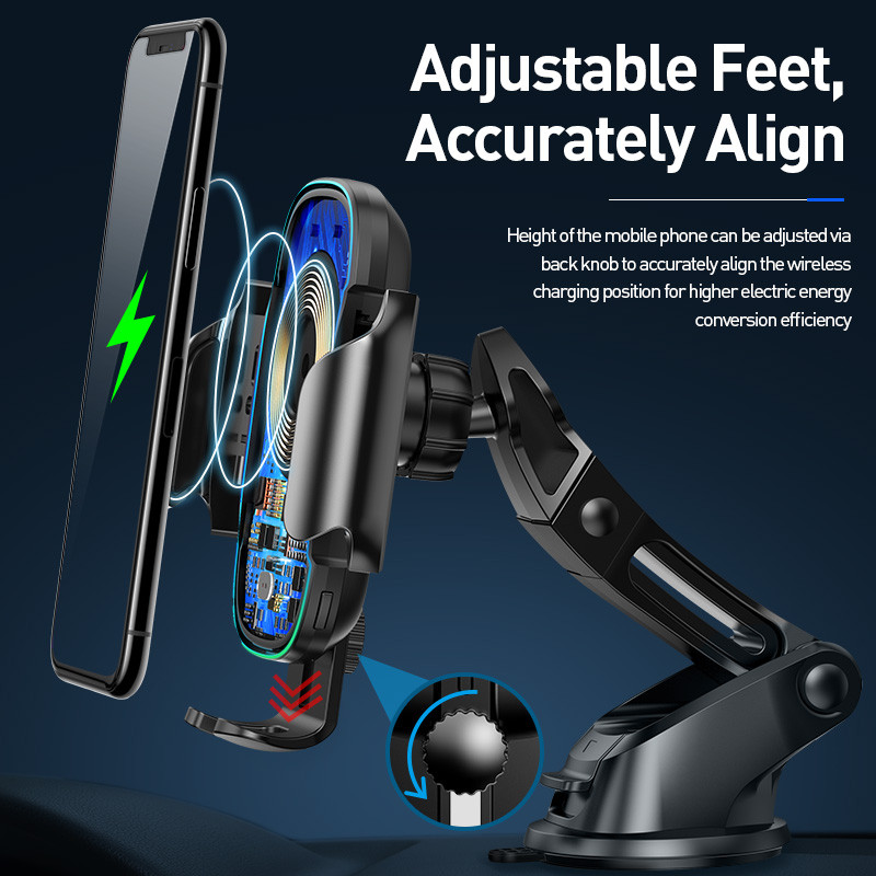 Baseus belaidis automobilinis įkroviklis skirtas iPhone 13 Light Electric 2 viename belaidis įkroviklis 15W automobilinis telefono laikiklis, skirtas Huawei Samsung Xiaomi