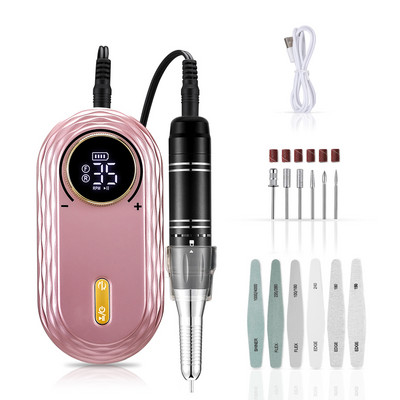 Lnkerco 35000RPM nagų gręžimo staklės LCD ekranas Įkraunamas nagų meistras manikiūrui Nešiojami nagų gręžimo frezavimo staklės