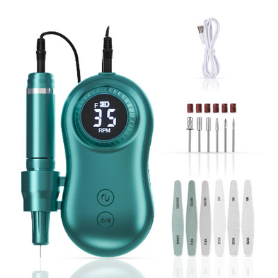 Lnkerco 35000RPM nagų gręžimo staklės LCD ekranas Įkraunamas nagų meistras manikiūrui Nešiojami nagų gręžimo frezavimo staklės