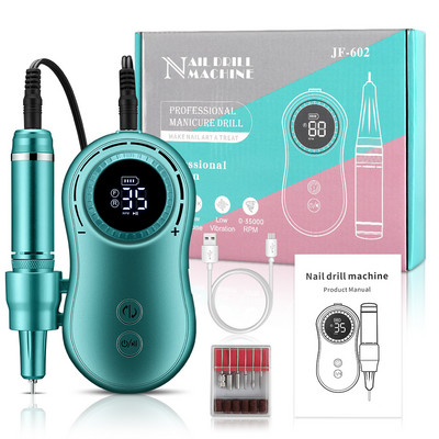 Lnkerco 35000RPM nagų gręžimo staklės LCD ekranas Įkraunamas nagų meistras manikiūrui Nešiojami nagų gręžimo frezavimo staklės
