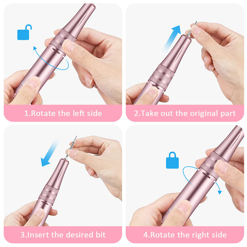 Lnkerco 35000RPM nagų gręžimo staklės LCD ekranas Įkraunamas nagų meistras manikiūrui Nešiojami nagų gręžimo frezavimo staklės