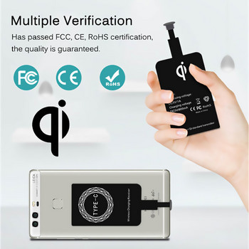 Безжичен приемник за зареждане Qi индуктивен адаптер за зареждане за IPhone 7,6,5, Samsung Huawei Type-c Micro Usb Qi C основен конектор