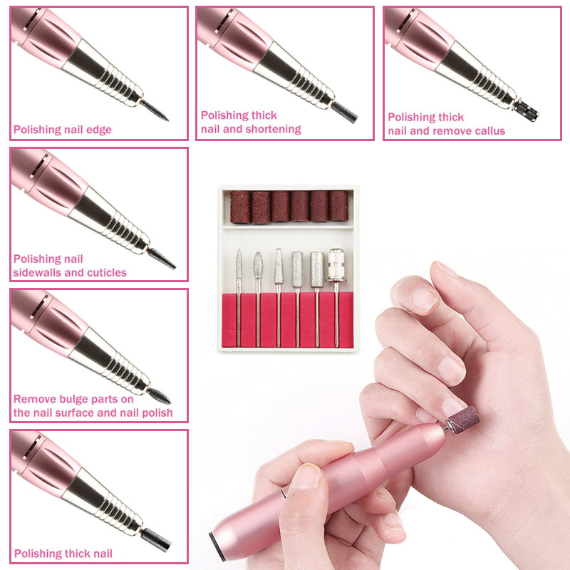 Nagų gręžimo mašina 35000 RPM Elektrinė manikiūro mašina USB nešiojamas nagų gręžimo rašiklis manikiūro gelio frezavimui nagų salono įrankių rinkinys