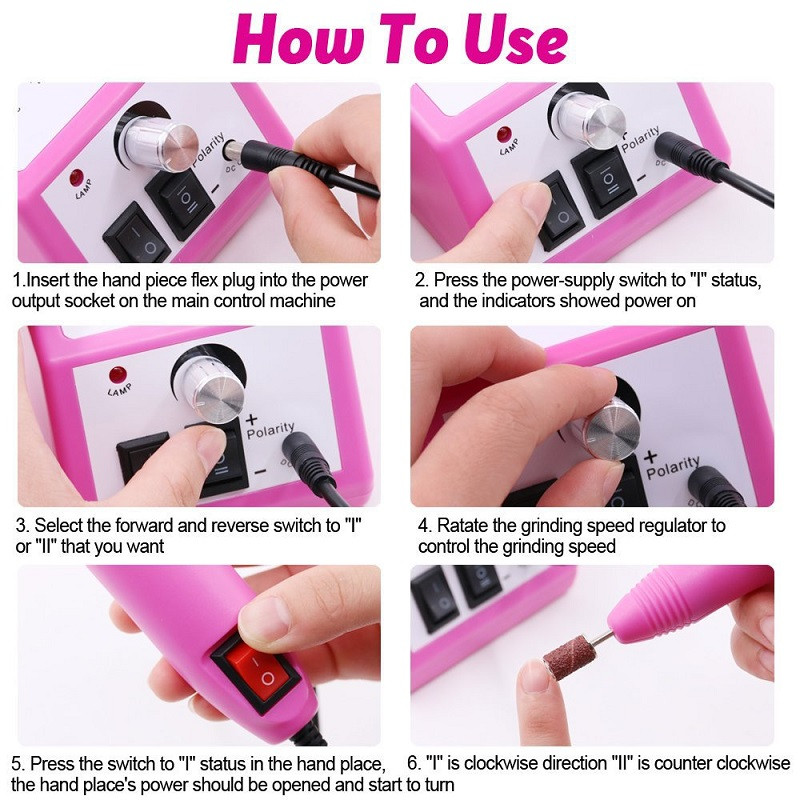 Manikiūro įrankiai Nagų gręžimo mašina Profesionalus nagų šlifuoklis gelio poliruoklis Gręžimo rašiklis Elektrinis manikiūro rinkinys Gelio pašalinimas