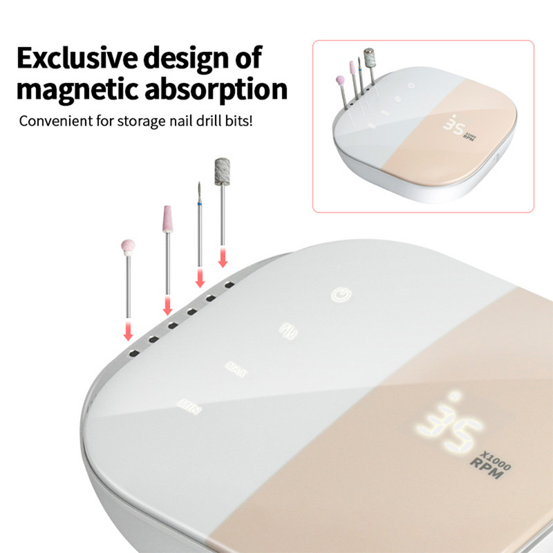 Naujo dizaino nagų grąžtas 35000 RPM elektrinis šlifuoklis Nail HD Display Manikiūro mašina nagams Profesionalus nagų tekinimo staklės manikiūro rinkinys