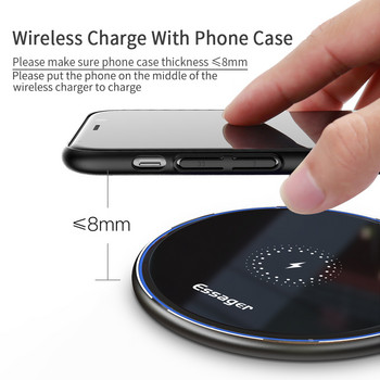 Essager 15W Qi Wireless Charger Γρήγορη ασύρματη επαγωγική επιφάνεια φόρτισης τηλεφώνου για iPhone 12 11 Pro Max X Xiaomi mi 10 Samsung S20