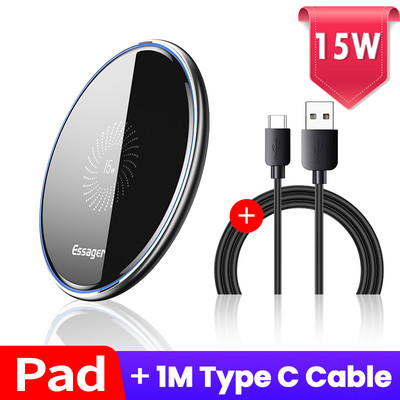 Essager 15W Qi belaidis įkroviklis greito belaidžio telefono įkrovimo indukcinis padėklas, skirtas iPhone 12 11 Pro Max X Xiaomi mi 10 Samsung S20