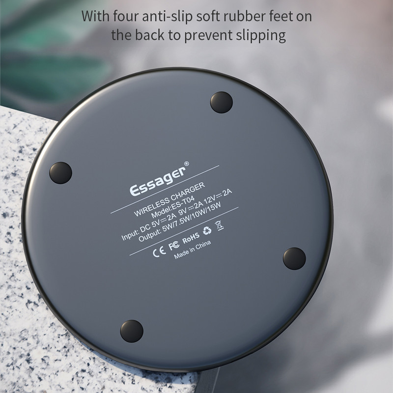 Essager 15W Qi belaidis įkroviklis greito belaidžio telefono įkrovimo indukcinis padėklas, skirtas iPhone 12 11 Pro Max X Xiaomi mi 10 Samsung S20