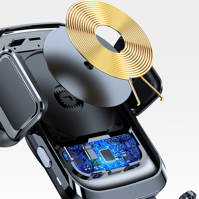 Greitas „Qi“ automobilinis belaidis įkroviklis 15 W, skirtas „iPhone 12 11 Xiaomi Samsung 9 10“, automatinis užspaudimas, belaidis įkrovimas, oro ventiliacinis automobilio telefono laikiklis