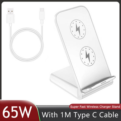 65 W szupergyors vezeték nélküli töltő telefontartó dokkoló állvány iPhone 14 13 12 11 Pro Max Samsung Xiaomi töltőadapterhez