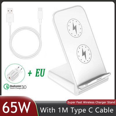65 W szupergyors vezeték nélküli töltő telefontartó dokkoló állvány iPhone 14 13 12 11 Pro Max Samsung Xiaomi töltőadapterhez