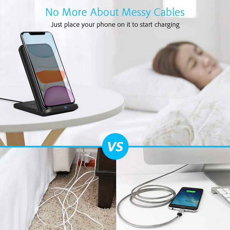 DCAE 30W belaidžio įkroviklio stovas skirtas iPhone 14 13 12 11 XR 8 indukcinė greito įkrovimo stotis, skirta Samsung S22 S21 S20 telefono laikikliui
