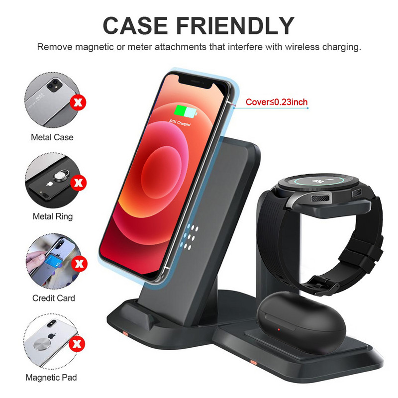 3 viename belaidžio įkroviklio doko stotis, skirta Samsung S22 Ultra S21 S20 S10 Note 20 10 9 belaidžiai įkrovikliai, skirti Samsung Galaxy Watch 4