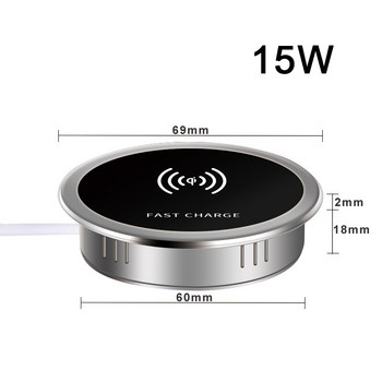 Desk Embeded Qi Wireless Charger 15W Phone Charger 3.0 for xiaomi mi 11 10s Wireless Charging Pad for iphone 12 pro max x plus