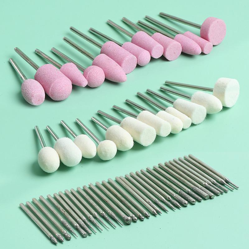 Pjaustytuvų rinkinys manikiūro mašinai Kvarcinis šveitimo akmuo deimantinės vilnos nagų grąžtas Rotary Burr šlifavimo malūno rinkinys SAHBS-011P