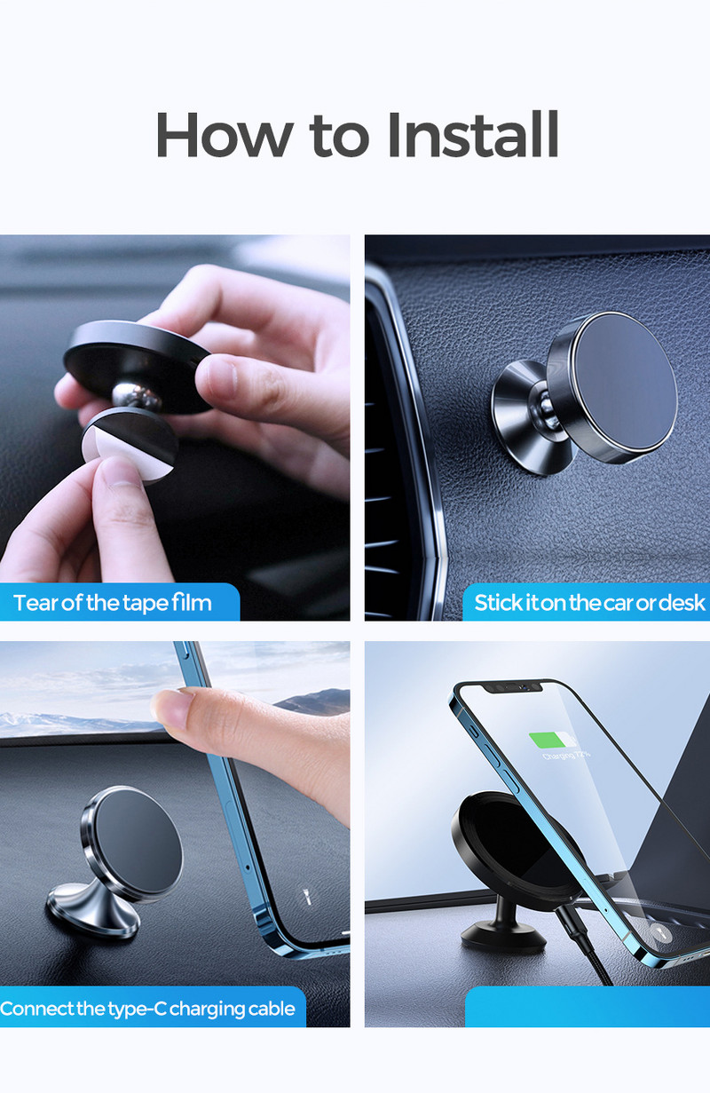 Magnetinis belaidis įkroviklis 2in1 15W Qi belaidis automobilinis įkroviklis, skirtas mag iPhone 14 12 13 Pro Max Mini Samsung Huawei Xiaomi