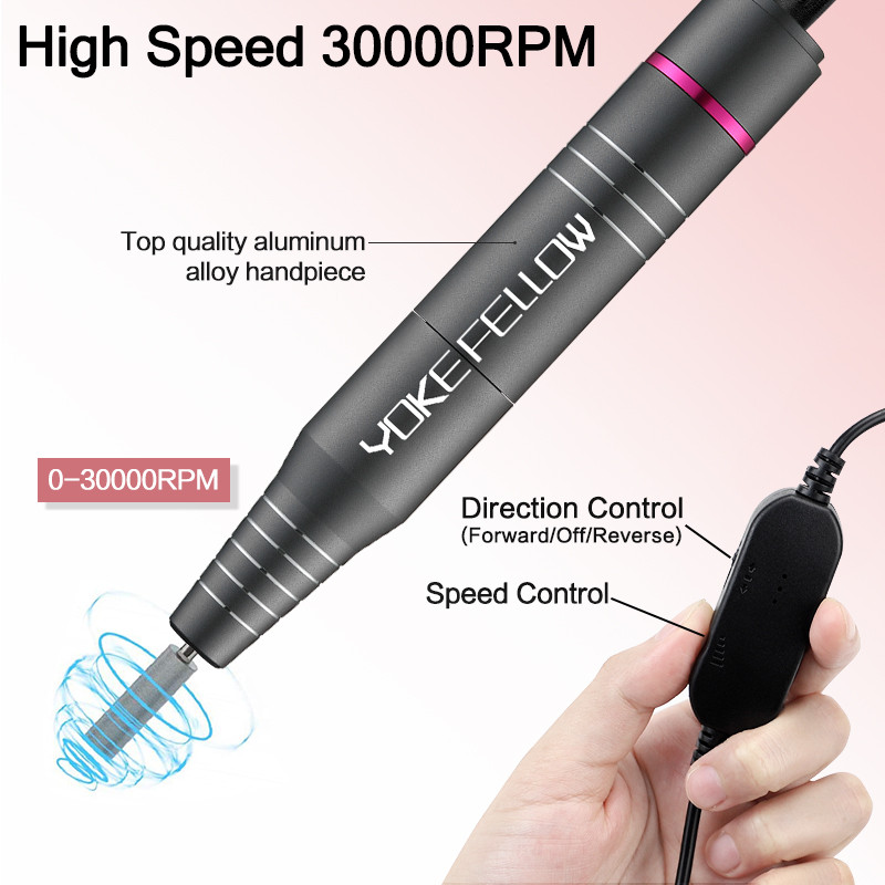 35000/30000RPM nešiojama elektrinė nagų gręžimo mašina pedikiūriniam nagų dildės manikiūro frezavimui su keramikiniu nagų lako rašikliu