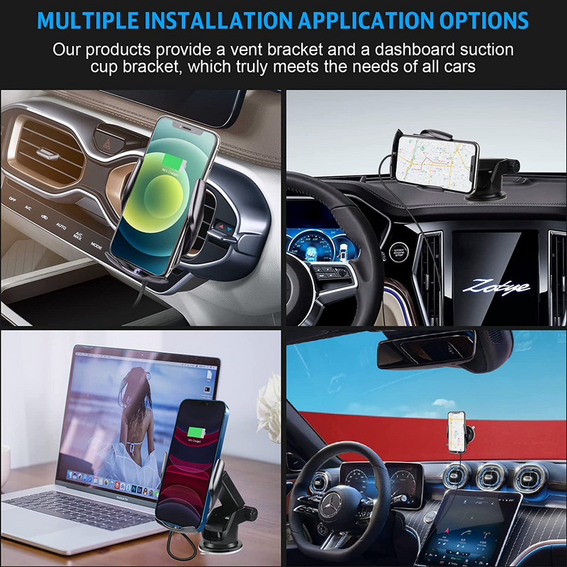 30 W automobilinis belaidis įkroviklis, automatinis indukcinis greito įkrovimo oro ventiliacinis telefono laikiklis skirtas iPhone 14 13 12 11 XS XR 8 Samsung S21 S20