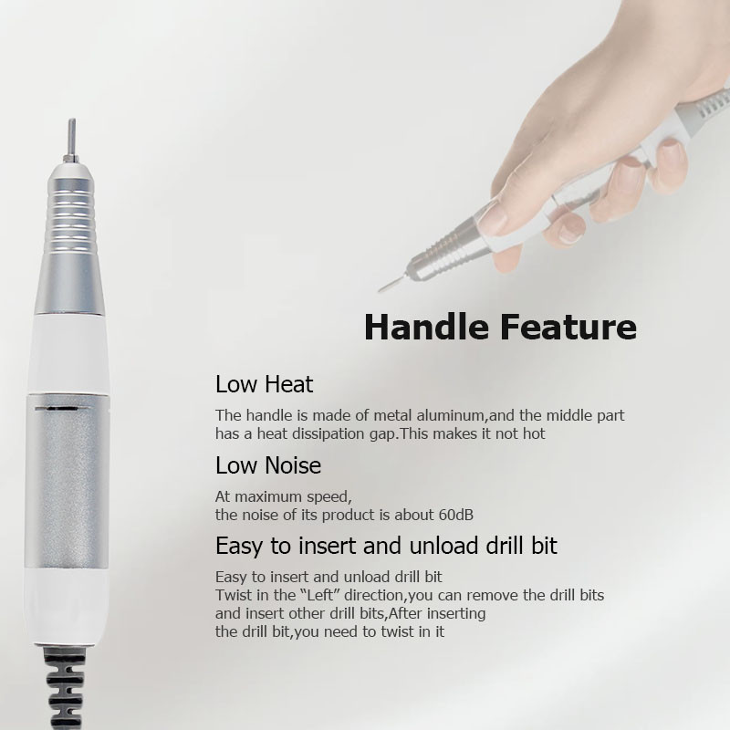 Električna bušilica za nokte 30000 RPM Ručka od nehrđajućeg čelika Električna bušilica za manikuru i pribor Alat za uređenje noktiju