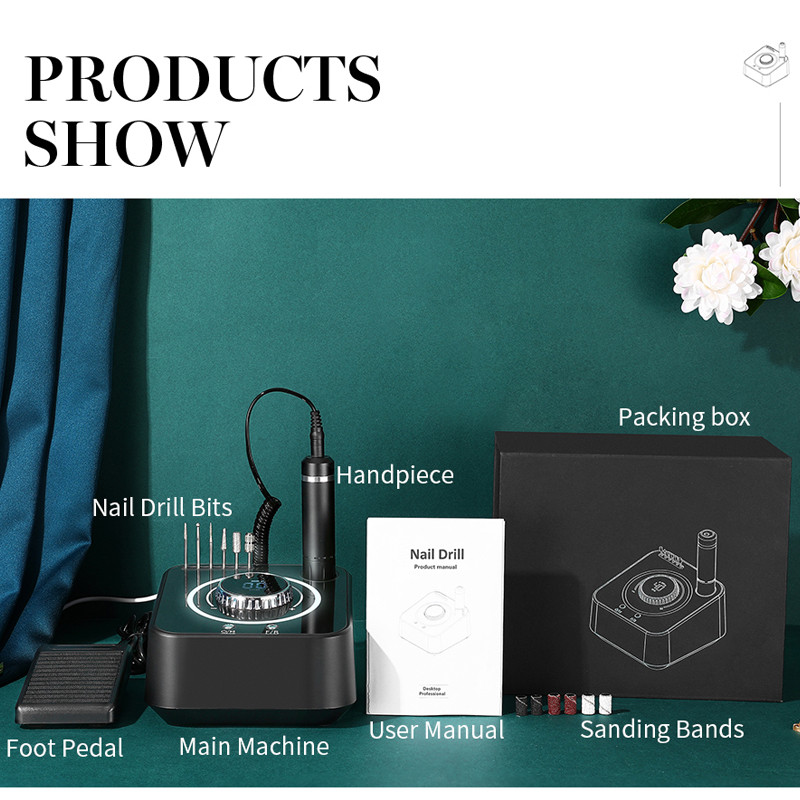 Set električnih bušilica za manikuru od 40000 okretaja u minuti, turpija za nokte bez četkica s funkcijom memorije, bušilica za nokte, glodalica, alat za salon za nokte