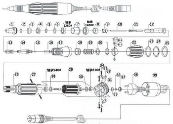 STRONG 210 SDE-H37L1 Handle Spindle for Micromotor Handpiece Ηλεκτρικό μηχάνημα μανικιούρ για μανικιούρ Ηλεκτρικό τρυπάνι νυχιών