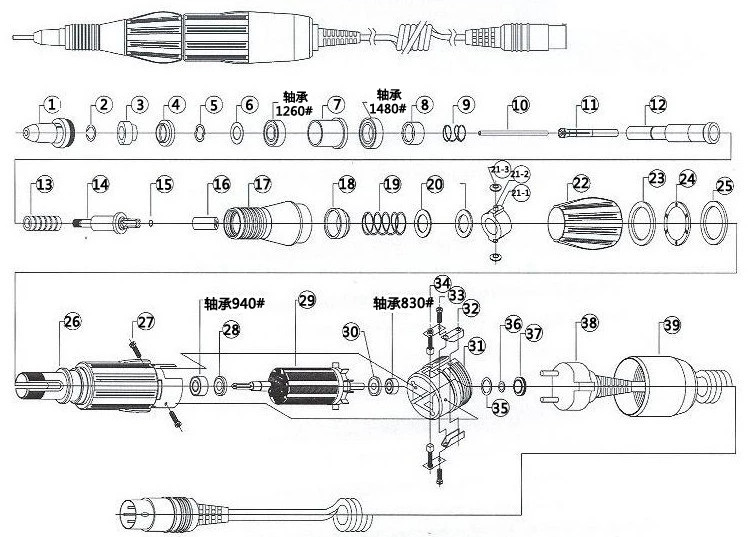 STRONG 210 SDE-H37L1 шпиндел за дръжка за наконечник с микромотор Електрическа машина за маникюр за маникюр Електрическа бормашина за нокти