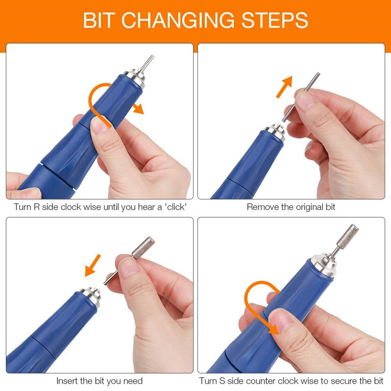 35000 RPM nagų gręžimo mašina Stipri 210 105L 65W manikiūro pedikiūro nagų gelio poliravimo įtaisas Stiprus šlifavimo nagų grąžtų rinkinys