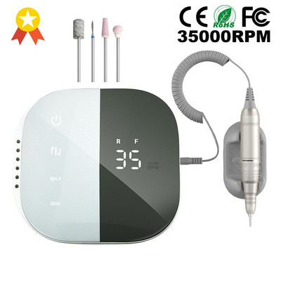 Nauja 35000 RPM elektrinė nagų gręžimo mašina Elektrinė nagų dildė LED ekranas Nagų įrankiai Manikiūro mašina Nagų grąžtai Poliruoklis