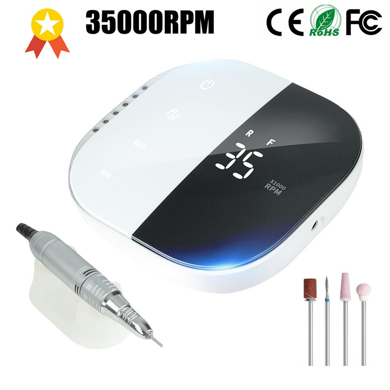 Nauja 35000 RPM elektrinė nagų gręžimo mašina Elektrinė nagų dildė LED ekranas Nagų įrankiai Manikiūro mašina Nagų grąžtai Poliruoklis