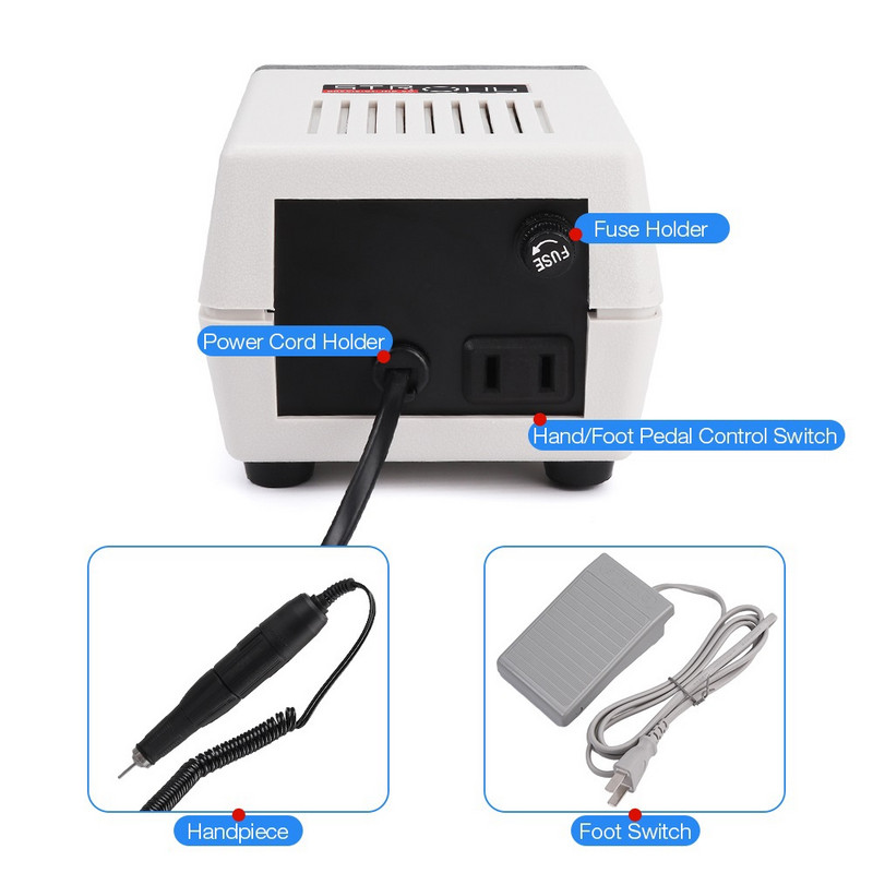 65 W elektrinė nagų gręžimo mašina 35000 aps./min. Stipri 204 manikiūro pedikiūro mašina Profesionalus nagų dildės šlifavimo įrenginys