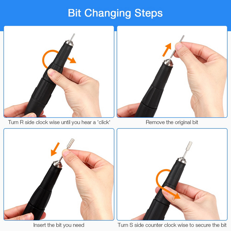 65 W elektrinė nagų gręžimo mašina 35000 aps./min. Stipri 204 manikiūro pedikiūro mašina Profesionalus nagų dildės šlifavimo įrenginys