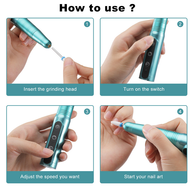 Styton 35000RPM elektrinė nagų gręžimo mašina manikiūro frezavimo pjaustytuvų rinkinys, skirtas gelinio poliravimo nagų gręžimo rašiklio salono nagų įrangai