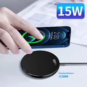 Încărcător fără fir pentru Samsung 15W Qi Pad de încărcare fără fir rapid pentru Airpod-uri Xiaomi Huawei Încărcător portabil cu inducție