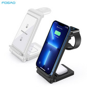 30W 3in1 belaidis įkroviklis Sulankstomas stovas greito įkrovimo padėklo stotelė, skirta iPhone 14 13 12 11 X 8 Apple Watch 8 7 Airpods 3 Pro