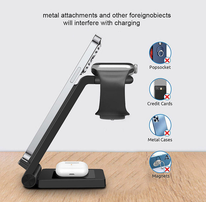 30W 3in1 belaidis įkroviklis Sulankstomas stovas greito įkrovimo padėklo stotelė, skirta iPhone 14 13 12 11 X 8 Apple Watch 8 7 Airpods 3 Pro